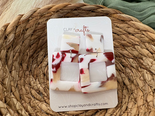 Red & White Marble Dangles