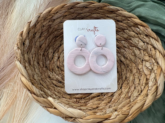 Pink Marbled Round Dangles